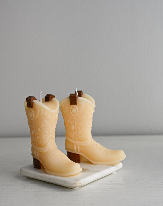 Cowboy Boot Candle, Hand Painted: Natural Soy Wax