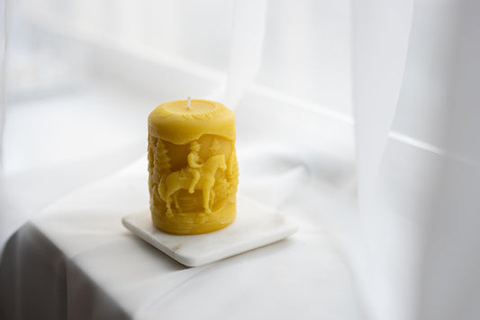 Cowboy Christmas Style Candle: 100% Pure Beeswax